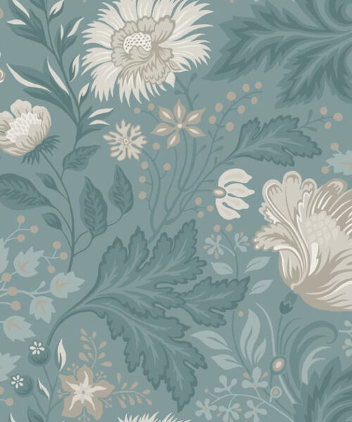 Papel Pintado Infantil  - AVA FLORES - Azul