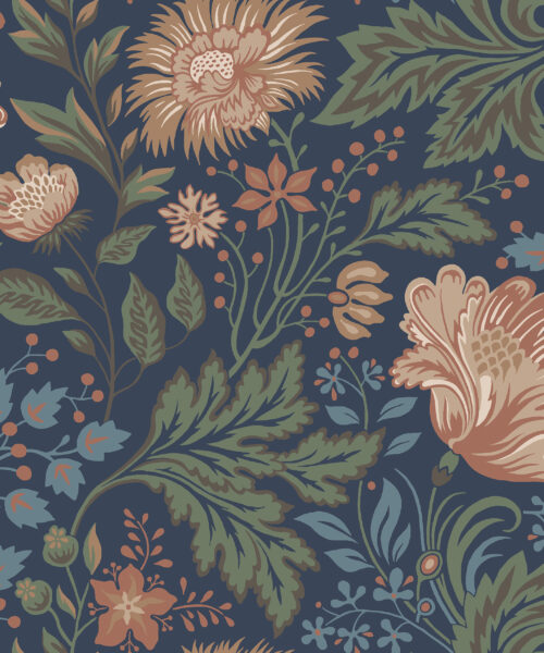 Papel Pintado Flores Grandes- Azul