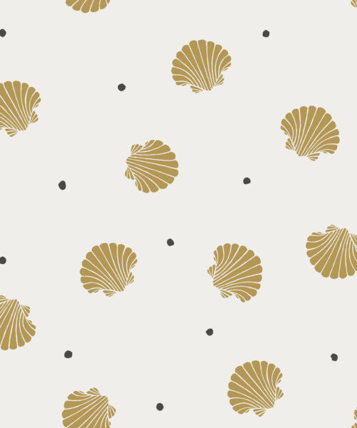 Papel Pintado Infantil  - RIO CONCHAS MARINAS - Mostaza