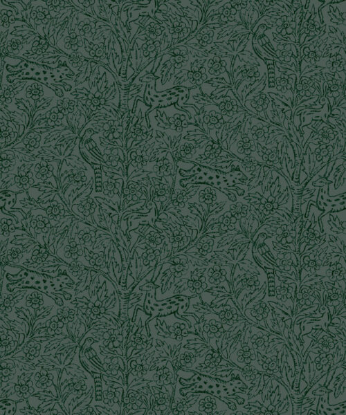 Papel Pintado Infantil  - EDEN HOJITAS Y ANIMALES - Turquesa