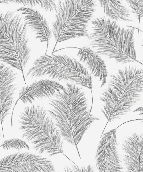 Papel Pintado Naturaleza - PLUMERO - Gris