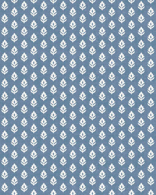Papel Pintado Geométrico - patrón hojas - Azul