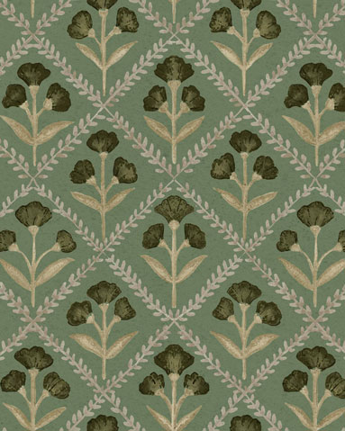 Papel Pintado Flores- geométricas poppy - Verde