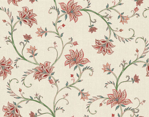 Papel Pintado Flores- lil - Rojo