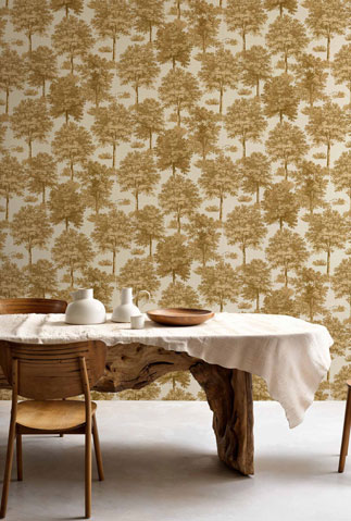 Papel Pintado Naturaleza- Árboles- Mostaza