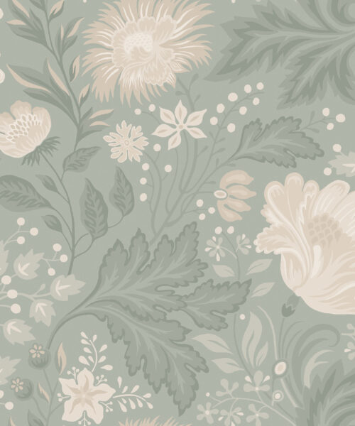 Papel Pintado Flores Grandes- pistacho