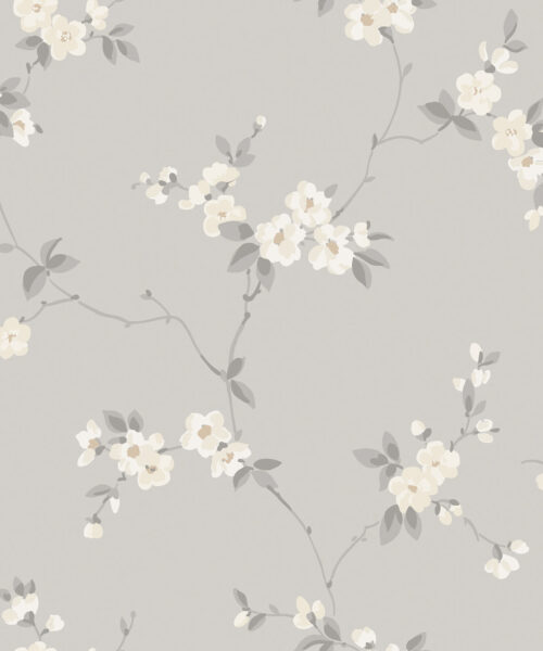 Papel Pintado Flores- Eng- Gris
