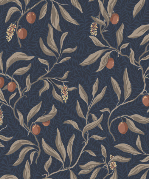 Papel Pintado Naturaleza- Frutos Vin- Azul Intenso
