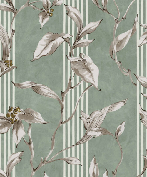Papel Pintado Flores Rayas- Tre